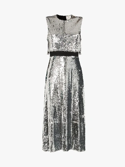 Shop Stella Mccartney Sequin-front Double-layer Dress In Metallic
