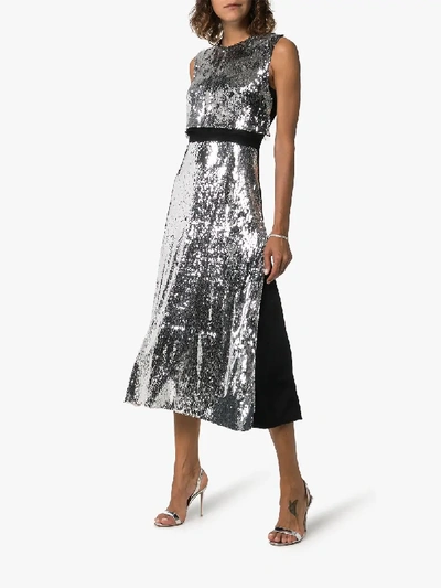 Shop Stella Mccartney Sequin-front Double-layer Dress In Metallic