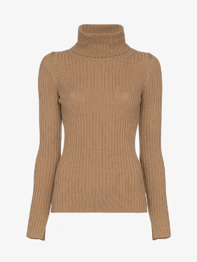 Shop Nili Lotan Roll Neck Myla Cashmere Sweater In 103 - Brown