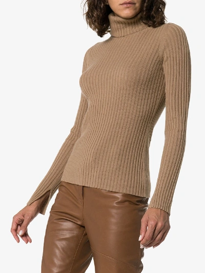 Shop Nili Lotan Roll Neck Myla Cashmere Sweater In 103 - Brown