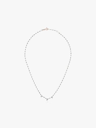 Shop Gigi Clozeau 18k Yellow Gold Beaded Diamond Necklace In Black/ Gold