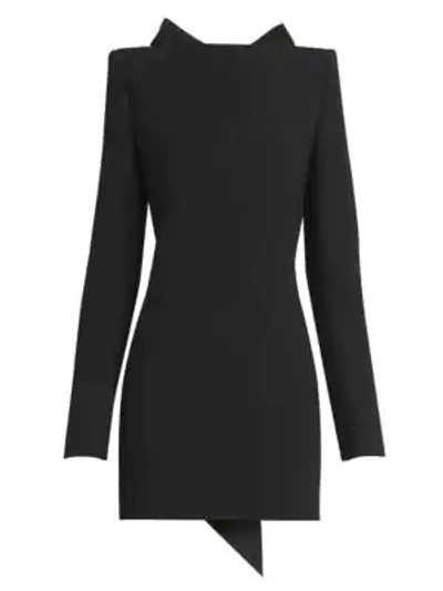 Shop Saint Laurent Women's Open-back Bow Wool Mini Dress In Nero