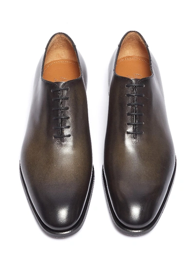 Shop Antonio Maurizi Wholecut Leather Oxfords In Dark Grey