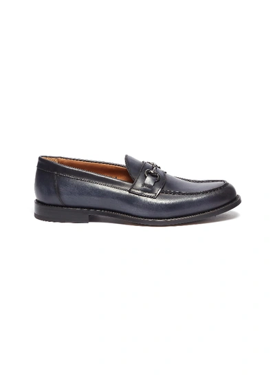 Shop Antonio Maurizi Horsebit Leather Loafers In Navy