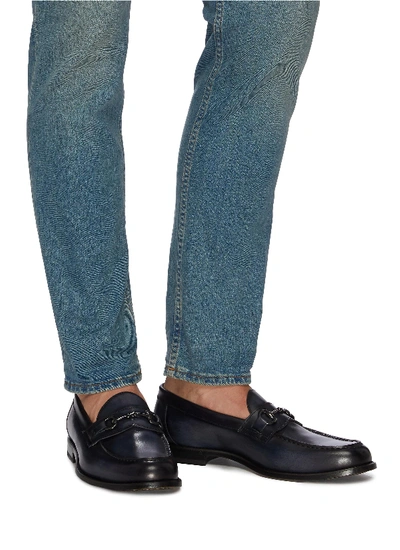 Shop Antonio Maurizi Horsebit Leather Loafers In Navy