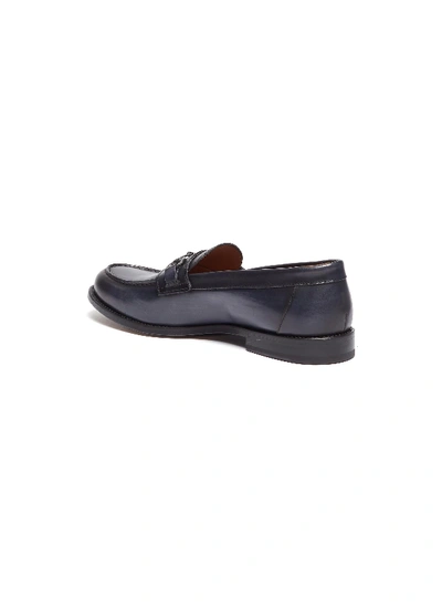 Shop Antonio Maurizi Horsebit Leather Loafers In Navy