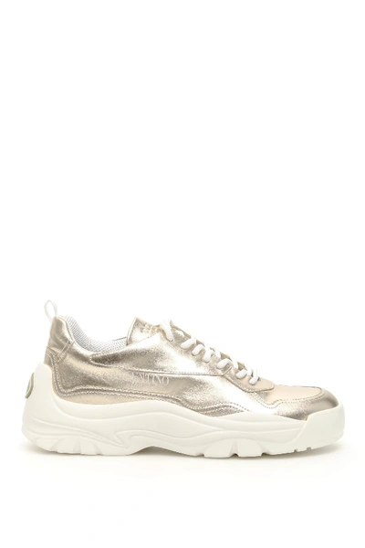 Shop Valentino Gumboy Sneakers In Platino Bianco Bianco (gold)