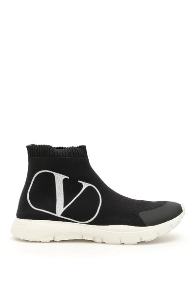 Shop Valentino Vlogo Sock Sneakers In Nero (black)