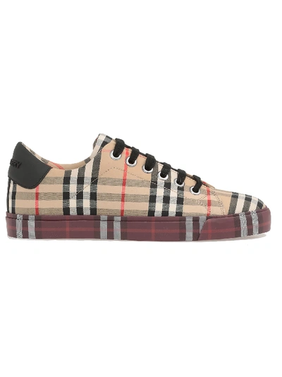 Shop Burberry Albridge Sneaker In Archivebeige/burgudy