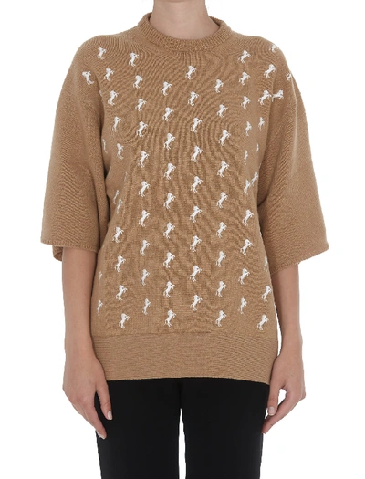 Shop Chloé Woolen Logo Pullover In Brown