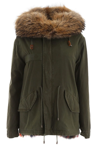 Shop Mr & Mrs Italy Mini Jazzy Parka With Fur In London Green (green)