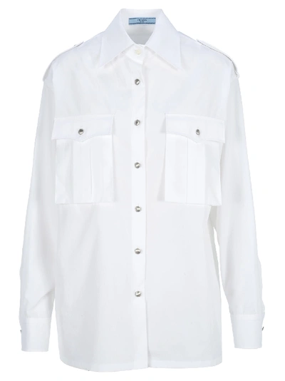 Shop Prada Cotton Shirt In White