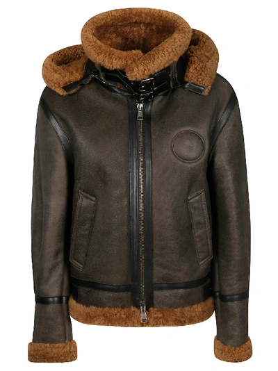 Shop Chloé Fur Jacket In H Brown Green