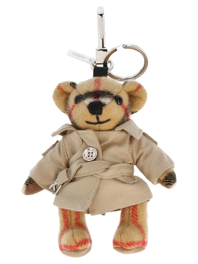 Shop Burberry Thomas Keyring In Beige