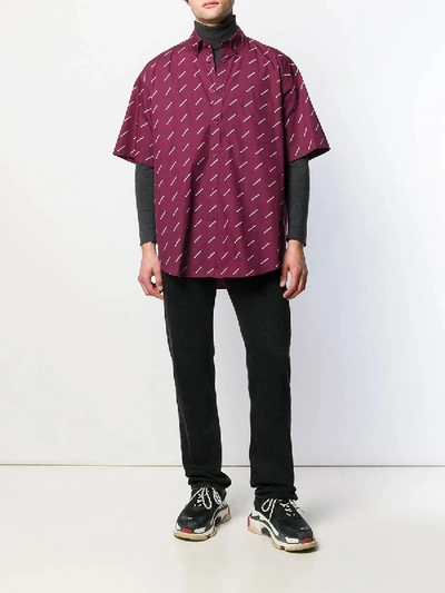 Shop Balenciaga Allover Logo Print Shirt