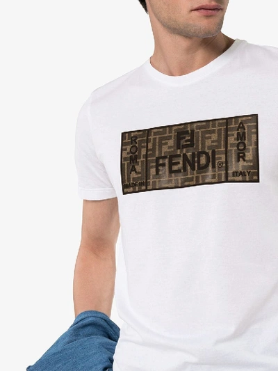 Shop Fendi Roma/amor Print T-shirt White