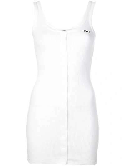 Shop Off-white Buttoned Mini Dress In White