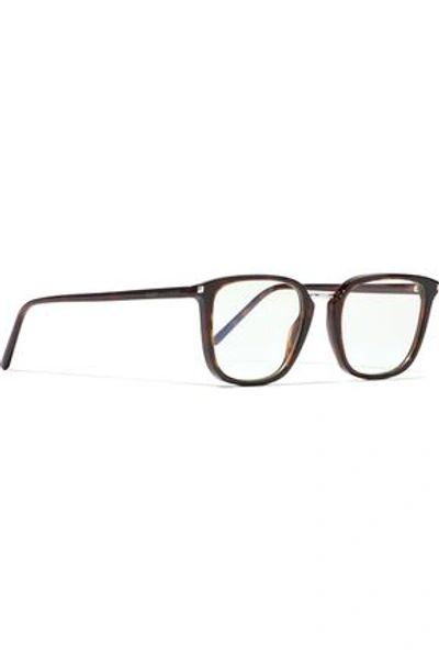 Shop Saint Laurent Woman Square-frame Tortoiseshell Acetate Optical Glasses Animal Print