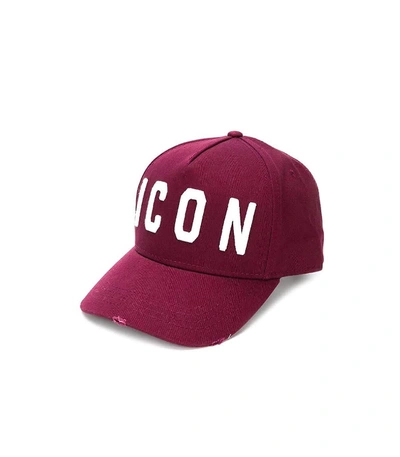 Shop Dsquared2 White Burgundy Icon Baseball Cap In Bordeaux (red)