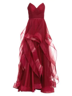 basix black label sweetheart cascade gown