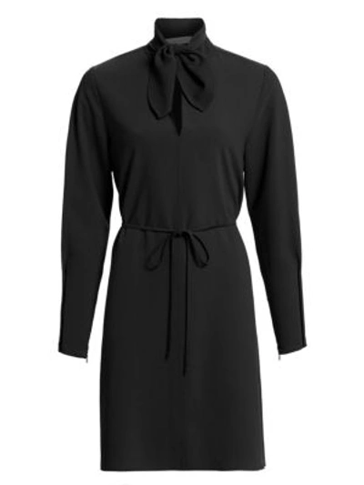 Shop See By Chloé Women's Long-sleeve Tieneck Crepe Shirtdress In Black