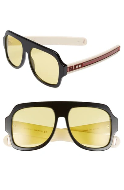 Shop Gucci Sport 59mm Square Sunglasses - Ivory Yellow