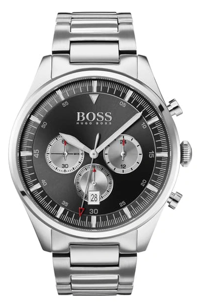 Shop Hugo Boss Pioneer Chronograph Bracelet Watch, 44mm In Silver/ Black/ Silver
