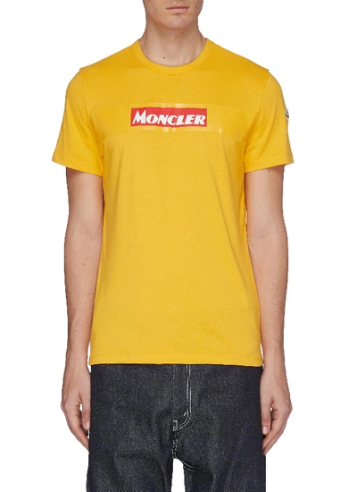 Shop Moncler Logo Tape Print T-shirt In Yellow