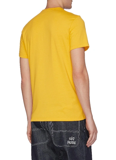 Shop Moncler Logo Tape Print T-shirt In Yellow