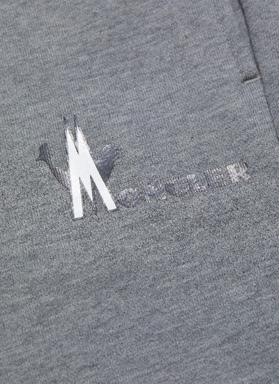 Shop Moncler Logo Print Jogging Pants In Grey