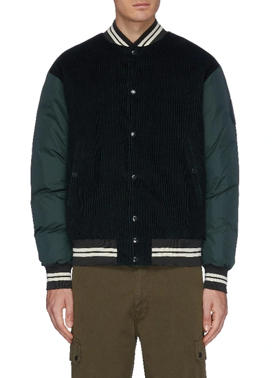 Shop Moncler 'exmoor' Corduroy Panel Down Bomber Jacket In Green