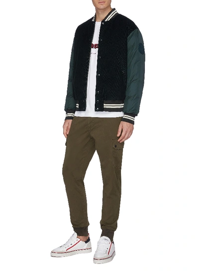 Shop Moncler 'exmoor' Corduroy Panel Down Bomber Jacket In Green