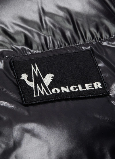 Shop Moncler Logo Intarsia Virgin Wool Blend Sweater In Grey