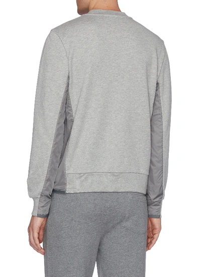 Shop Moncler Logo Velvet Flock Print Sweatshirt In Grey