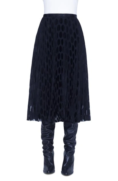 Shop Akris Punto Plisse Polka Dot Devore Midi Skirt In Black