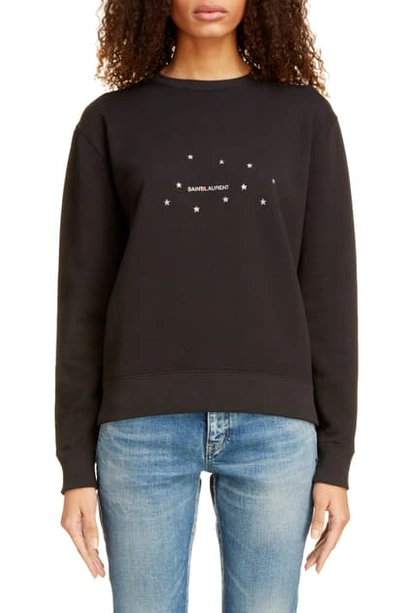 Shop Saint Laurent Small Logo Print Sweatshirt In Noir/ Argent