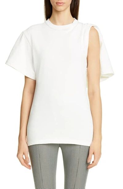 Shop Alexander Wang Draped Short Sleeve Tricot Tee In White