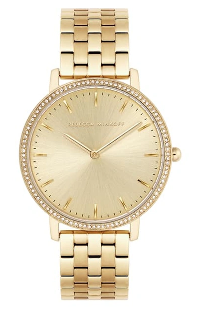 Shop Rebecca Minkoff Major Crystal Bezel Bracelet Watch, 35mm In Gold