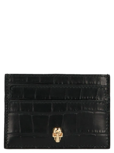 Shop Alexander Mcqueen Embellished Cardholder In Black