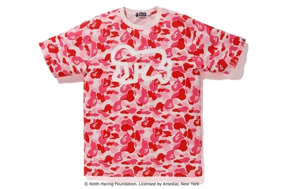 Pre-owned Bape  Keith Haring Abc Tee Pink Camo