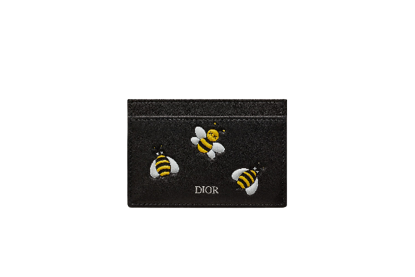 dior x kaws black card holder with yellow bees