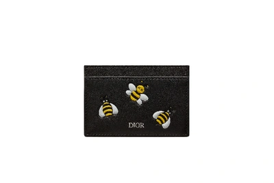 Pre-owned Dior  X Kaws Card Holder Yellow Bees Black