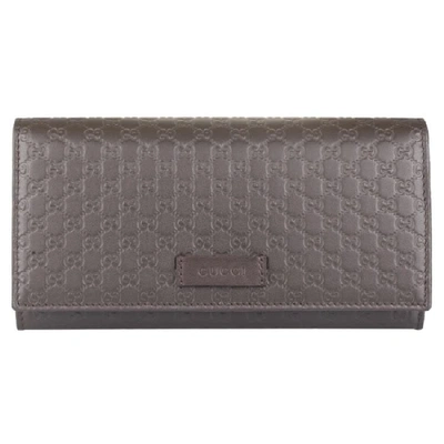 Pre-owned Gucci Continential Bifold Wallet Microssima Brown