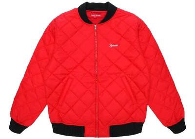 Pre-owned Supreme Sequin Patch Quilted Bomber Jacket Red