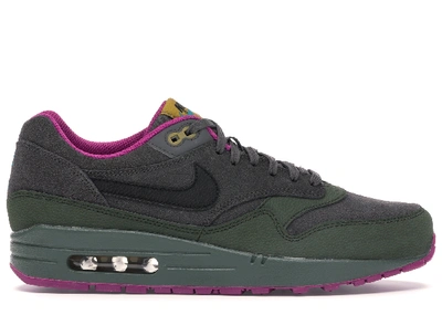 Pre-owned Nike Air Max 1 Pewter Carbon In Dark Pewter/black-carbon  Green-fuchsia Flash | ModeSens