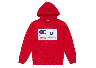 Pre-owned Supreme  Champion Label Hooded Sweatshirt Red