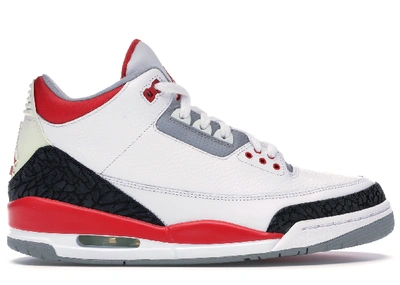 Pre-owned Jordan 3 Retro Fire Red (2007) In White/fire Red-cement Grey