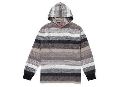 Pre-owned Supreme Knit Stripe Hooded L/s Top Black
