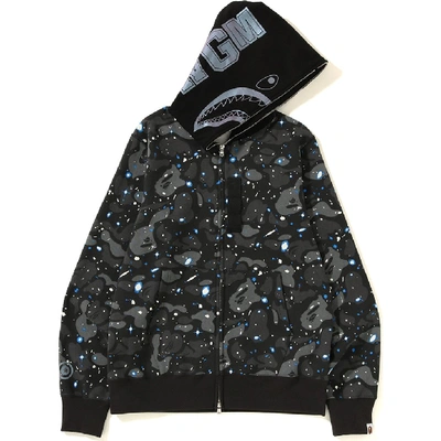 Pre owned Bape Space Camo Shark Full Zip Hoodie Black ModeSens