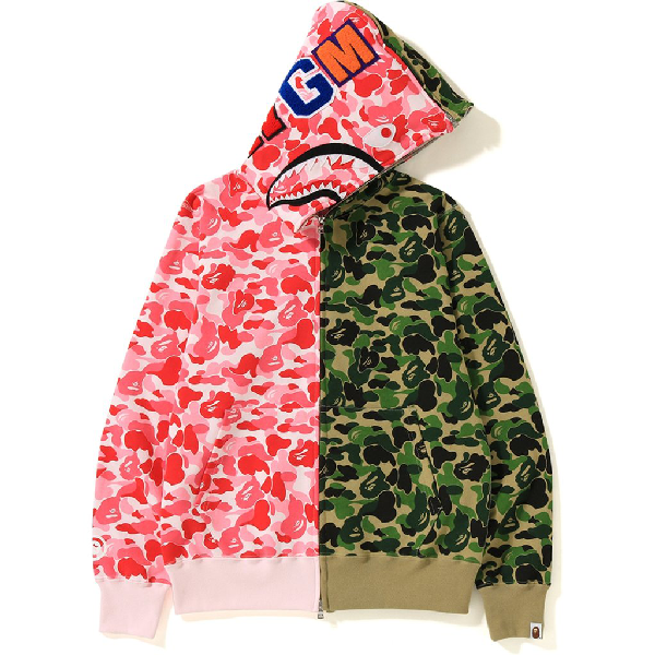 bape abc shark full zip hoodie pink